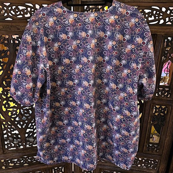 NATURAL UNIFORMS NATURAL PRINTS MULTICOLOR FLORAL CIRCLE PRINT SCRUBS T SHIRT XL - Picture 3 of 4